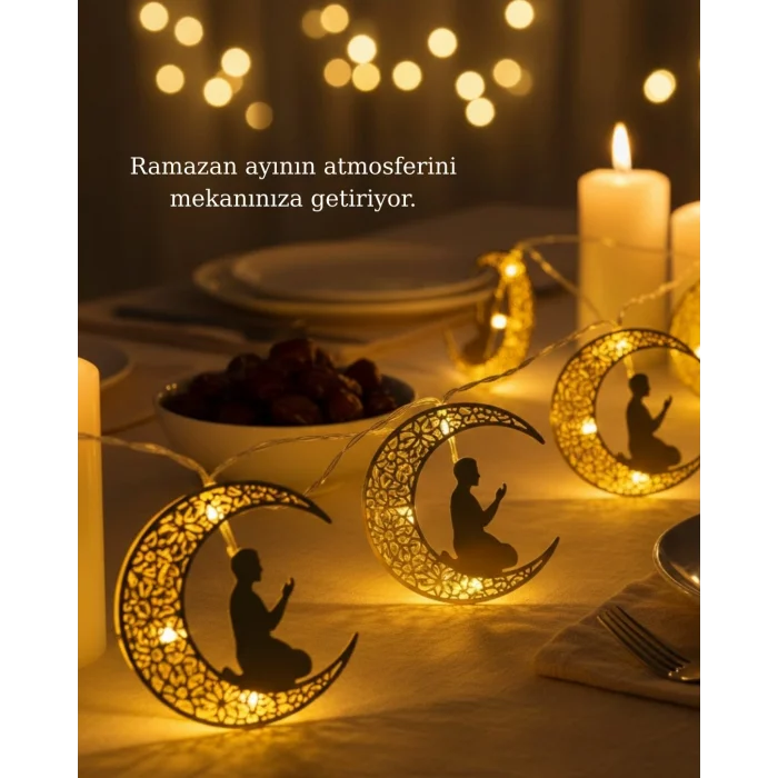 BUĞZ Ramazan Ay Işığı Secde Eden Adam Silüetli LED Peri Işığı