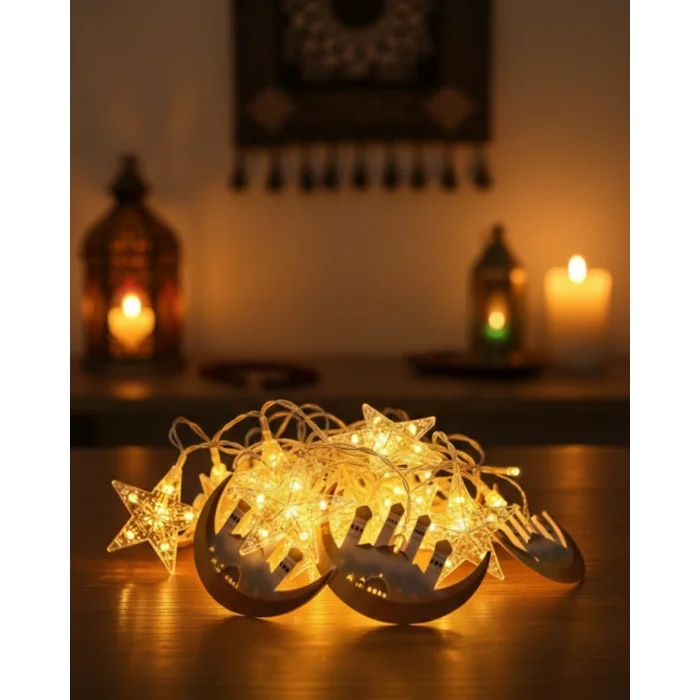 BUĞZ Ramazan Dekorasyonu İçin 3 Metre Hilal Yıldız LED Işık