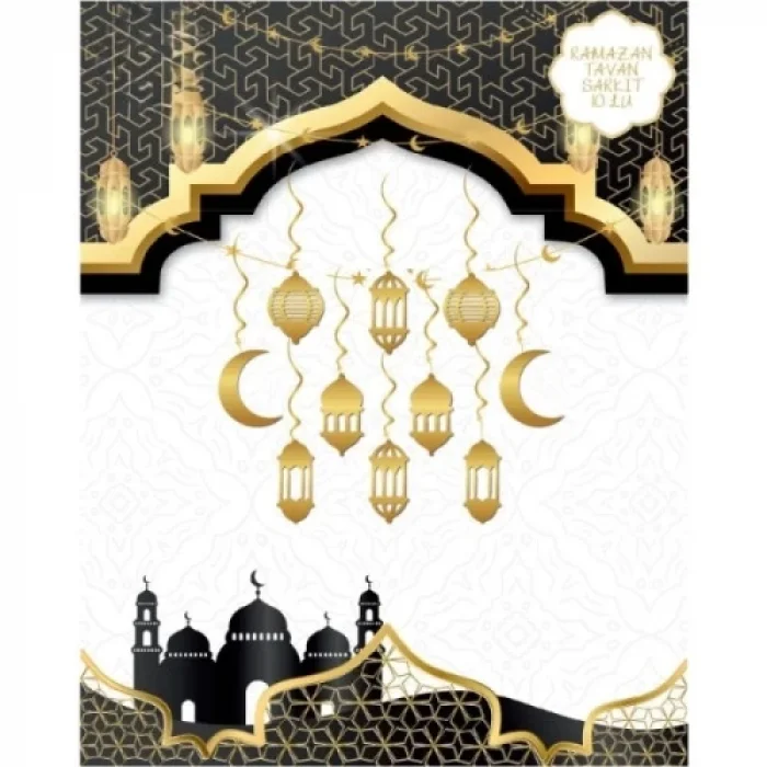 BUĞZ Ramazan Tavan Süsü 10lu Metalize Gold