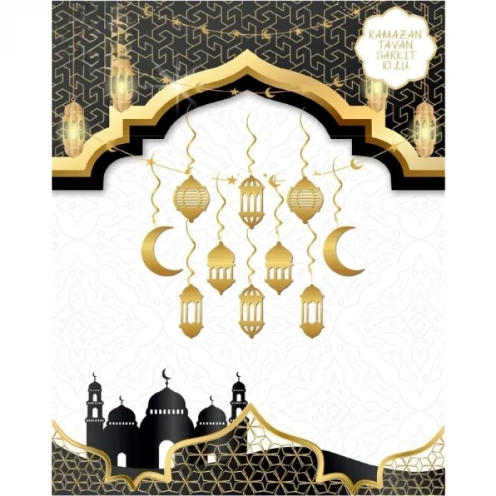 BUĞZ Ramazan Tavan Süsü 10lu Metalize Gold