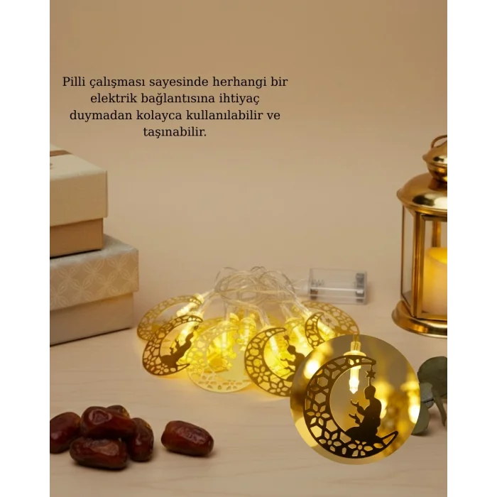 BUĞZ Ramazan Temalı Ay İçinde Secde Eden Adam LED Peri Işığı