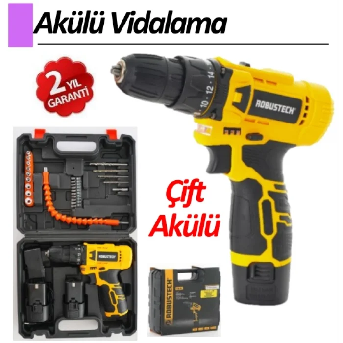BUĞZ RBT - C12-2S 2 Vites 12V-1,3Ah 28 Parça Çift Akü Vidalama Matkap