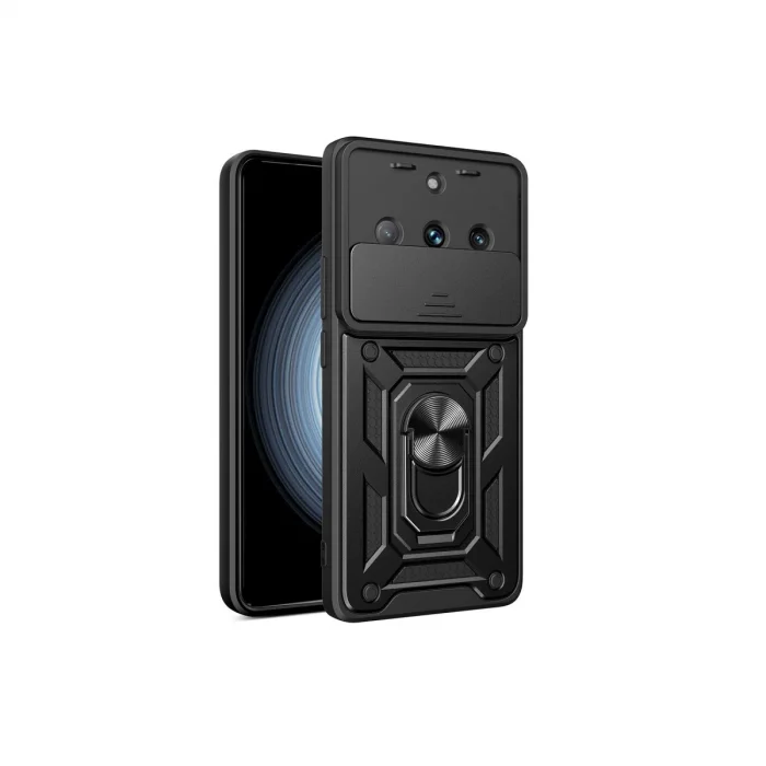 BUĞZ Realme 11 Pro Kılıf Pars Lens Yüzüklü Silikon - Siyah