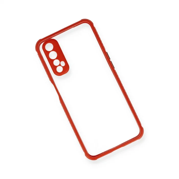 BUĞZ Realme 7 Kılıf Miami Şeffaf Silikon - Kırmızı