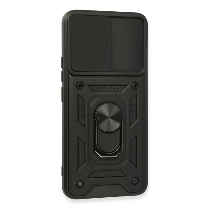 BUĞZ Realme 8 Kılıf Pars Lens Yüzüklü Silikon - Siyah