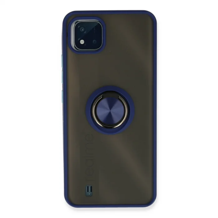 BUĞZ Realme C11 2021 Kılıf Montreal Yüzüklü Silikon Kapak - Lacivert