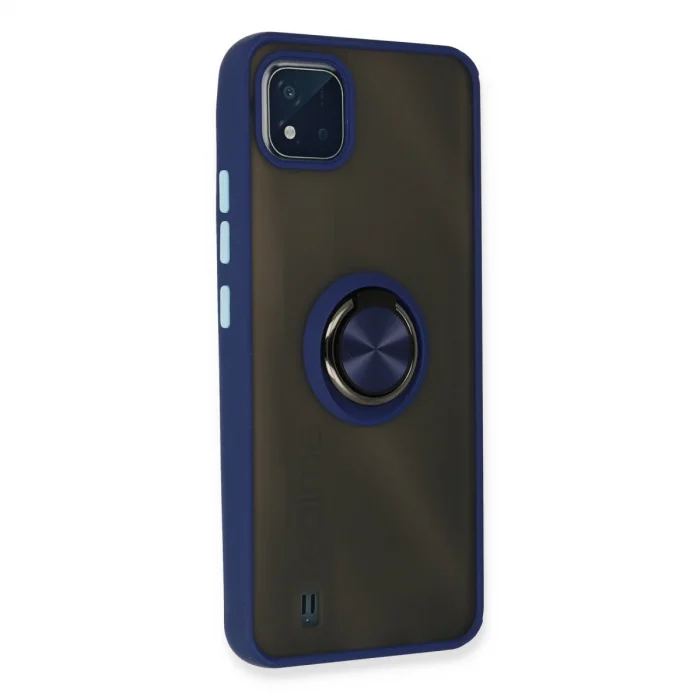 BUĞZ Realme C11 2021 Kılıf Montreal Yüzüklü Silikon Kapak - Lacivert