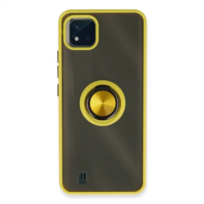 BUĞZ Realme C11 2021 Kılıf Montreal Yüzüklü Silikon Kapak - Sarı
