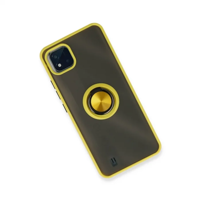 BUĞZ Realme C11 2021 Kılıf Montreal Yüzüklü Silikon Kapak - Sarı