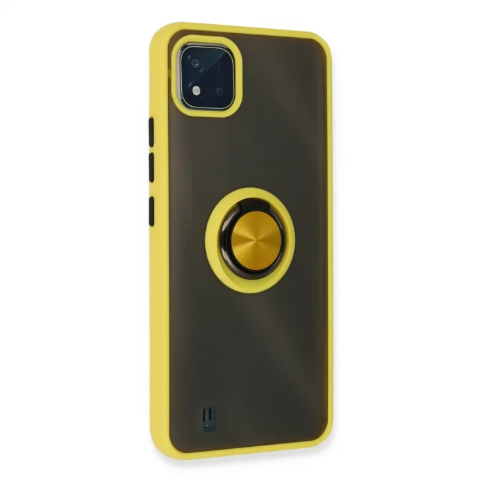 BUĞZ Realme C11 2021 Kılıf Montreal Yüzüklü Silikon Kapak - Sarı