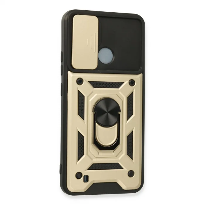 BUĞZ Realme C11 2021 Kılıf Pars Lens Yüzüklü Silikon - Gold