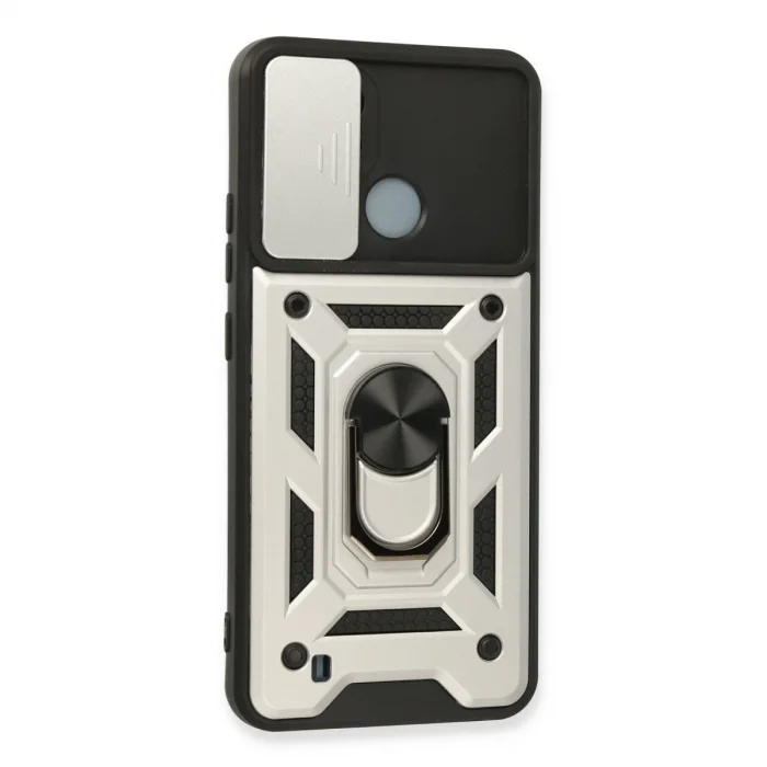 BUĞZ Realme C11 2021 Kılıf Pars Lens Yüzüklü Silikon - Gümüş