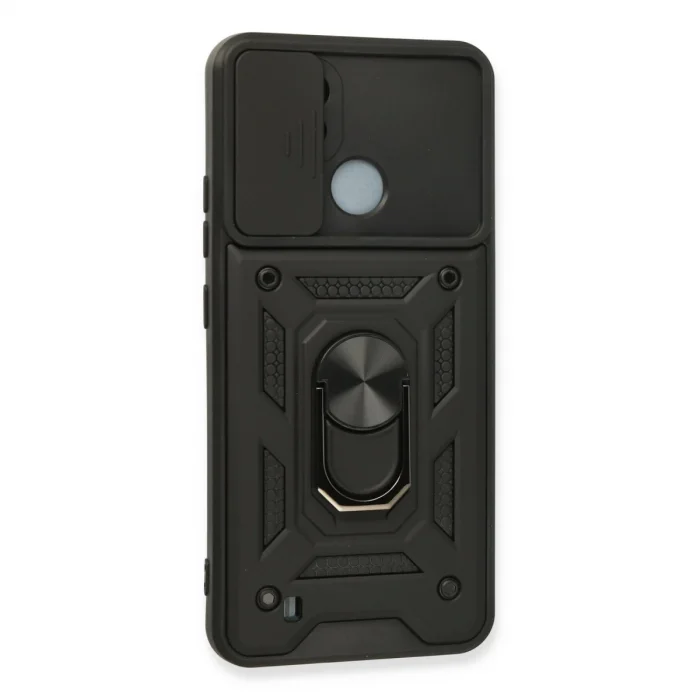 BUĞZ Realme C11 2021 Kılıf Pars Lens Yüzüklü Silikon - Siyah