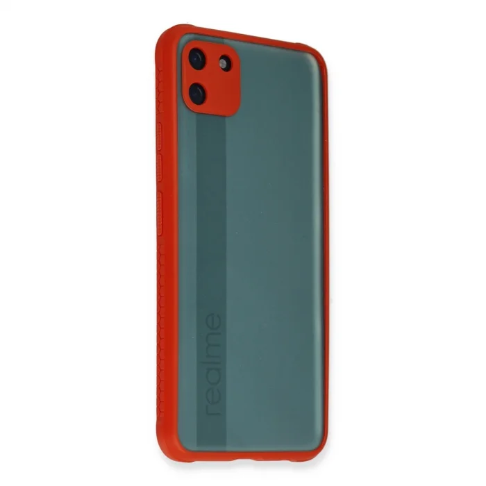 BUĞZ Realme C11 Kılıf Miami Şeffaf Silikon - Kırmızı