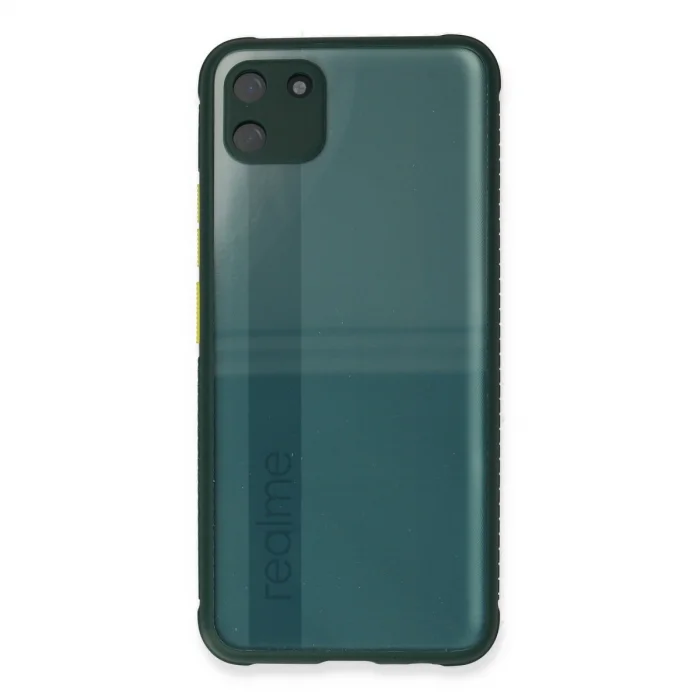 BUĞZ Realme C11 Kılıf Miami Şeffaf Silikon - Koyu Yeşil