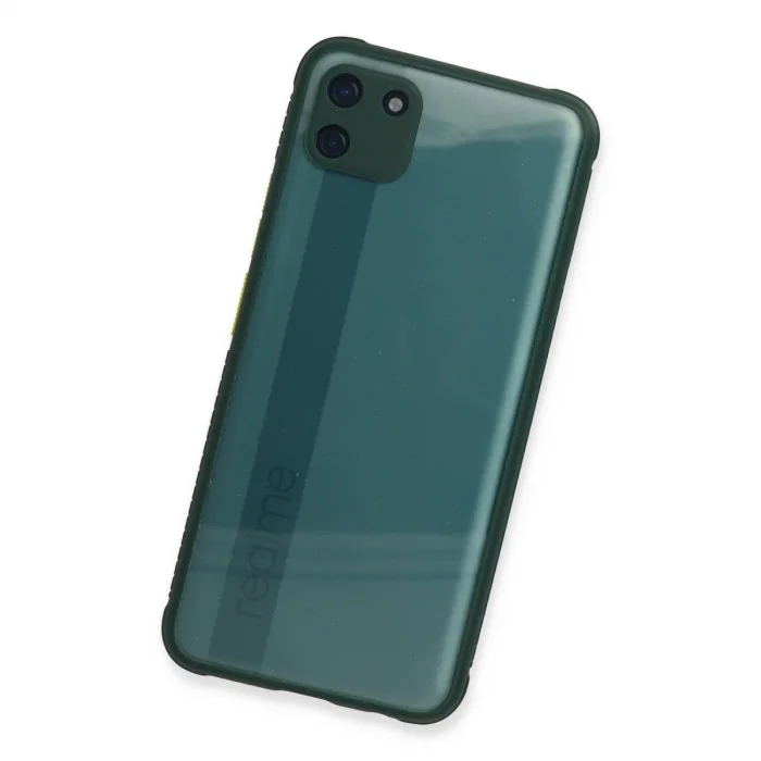 BUĞZ Realme C11 Kılıf Miami Şeffaf Silikon - Koyu Yeşil