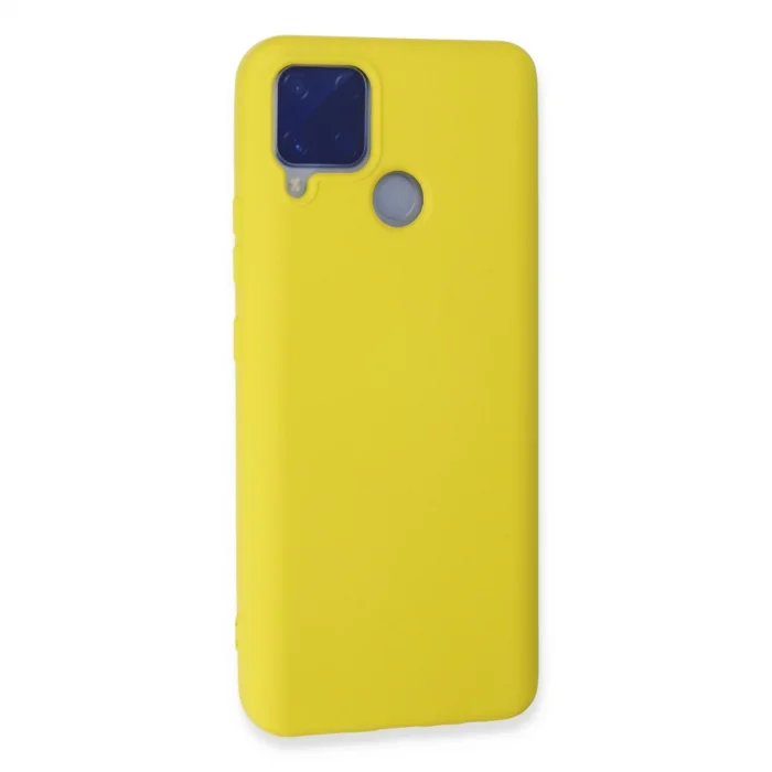 BUĞZ Realme C15 Kılıf Nano İçi Kadife Silikon - Sarı