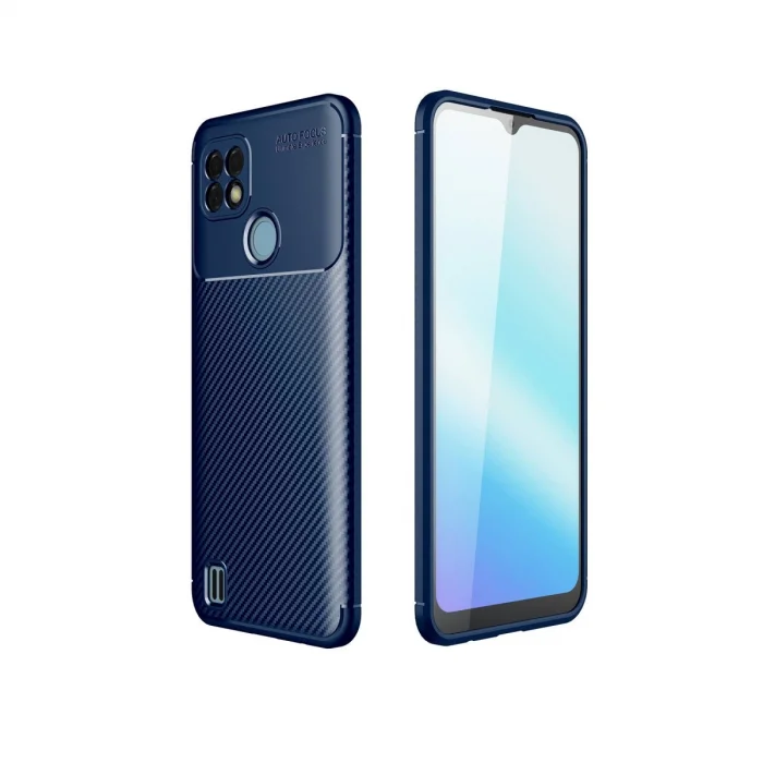 BUĞZ Realme C21 Kılıf Auto Focus Karbon Kapak - Lacivert