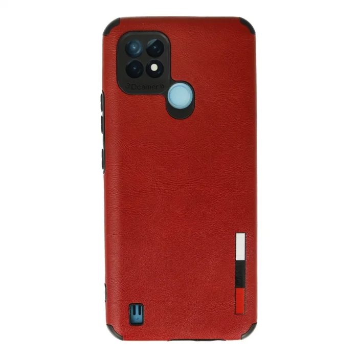 BUĞZ Realme C21 Kılıf Loop Deri Silikon - Kırmızı