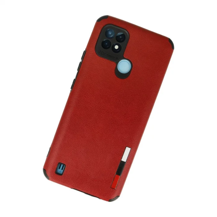 BUĞZ Realme C21 Kılıf Loop Deri Silikon - Kırmızı