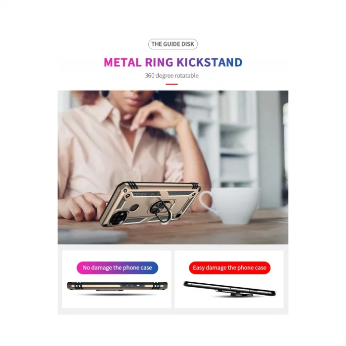 BUĞZ Realme C21 Kılıf Sofya Yüzüklü Silikon Kapak - Gold