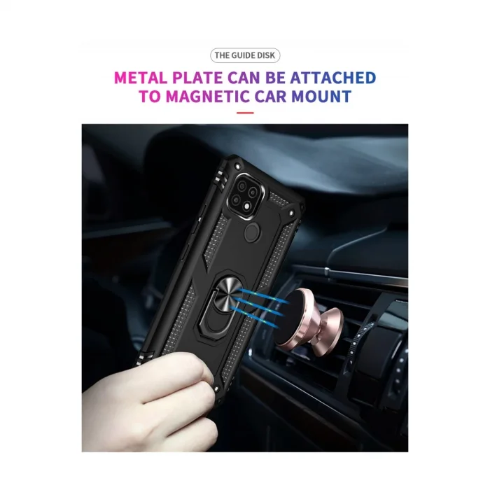 BUĞZ Realme C21 Kılıf Sofya Yüzüklü Silikon Kapak - Siyah