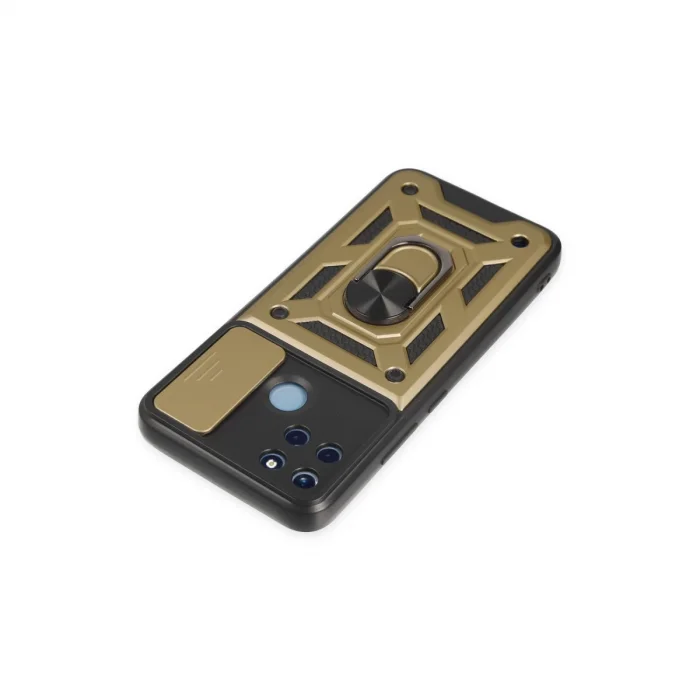 BUĞZ Realme C25y Kılıf Pars Lens Yüzüklü Silikon - Gold