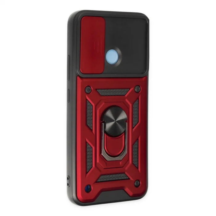 BUĞZ Realme C25y Kılıf Pars Lens Yüzüklü Silikon - Kırmızı