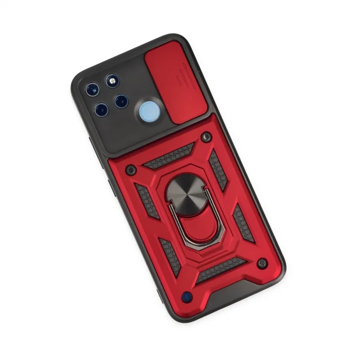 BUĞZ Realme C25y Kılıf Pars Lens Yüzüklü Silikon - Kırmızı