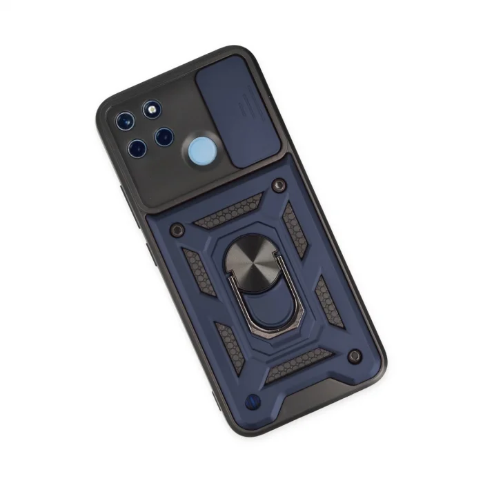 BUĞZ Realme C25y Kılıf Pars Lens Yüzüklü Silikon - Lacivert