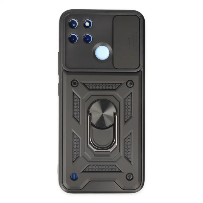 BUĞZ Realme C25y Kılıf Pars Lens Yüzüklü Silikon - Siyah