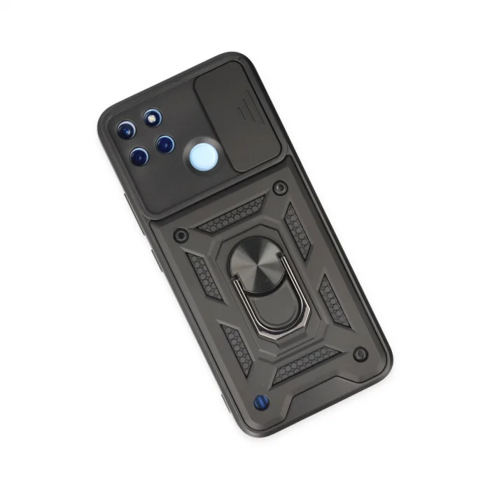 BUĞZ Realme C25y Kılıf Pars Lens Yüzüklü Silikon - Siyah