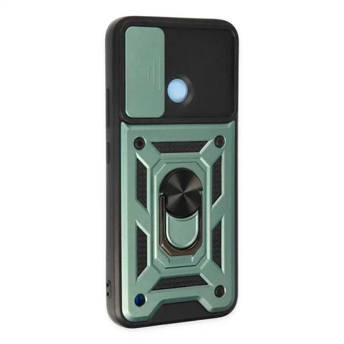 BUĞZ Realme C25y Kılıf Pars Lens Yüzüklü Silikon - Yeşil