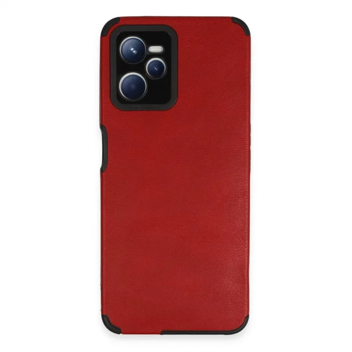 BUĞZ Realme C35 Kılıf Loop Deri Silikon - Kırmızı