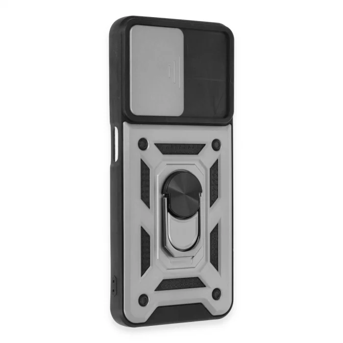 BUĞZ Realme C35 Kılıf Pars Lens Yüzüklü Silikon - Gümüş