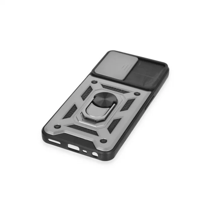 BUĞZ Realme C35 Kılıf Pars Lens Yüzüklü Silikon - Gümüş