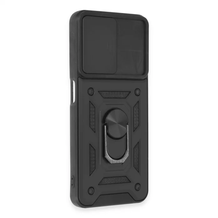 BUĞZ Realme C35 Kılıf Pars Lens Yüzüklü Silikon - Siyah