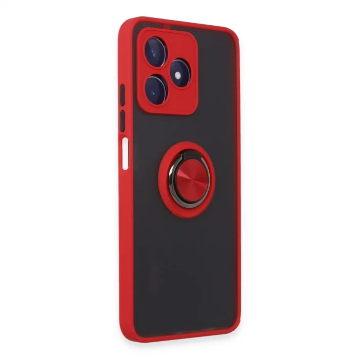 BUĞZ Realme C53 Kılıf Montreal Yüzüklü Silikon Kapak - Kırmızı