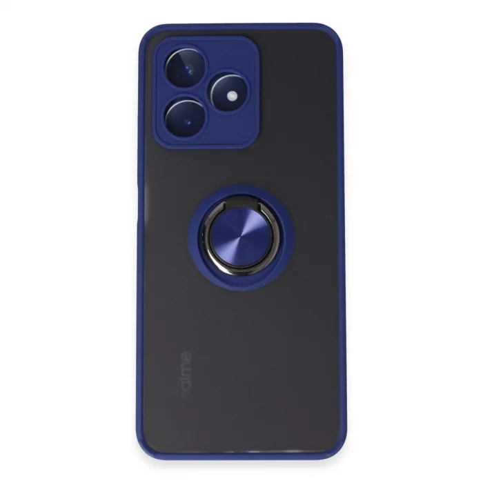 BUĞZ Realme C53 Kılıf Montreal Yüzüklü Silikon Kapak - Lacivert