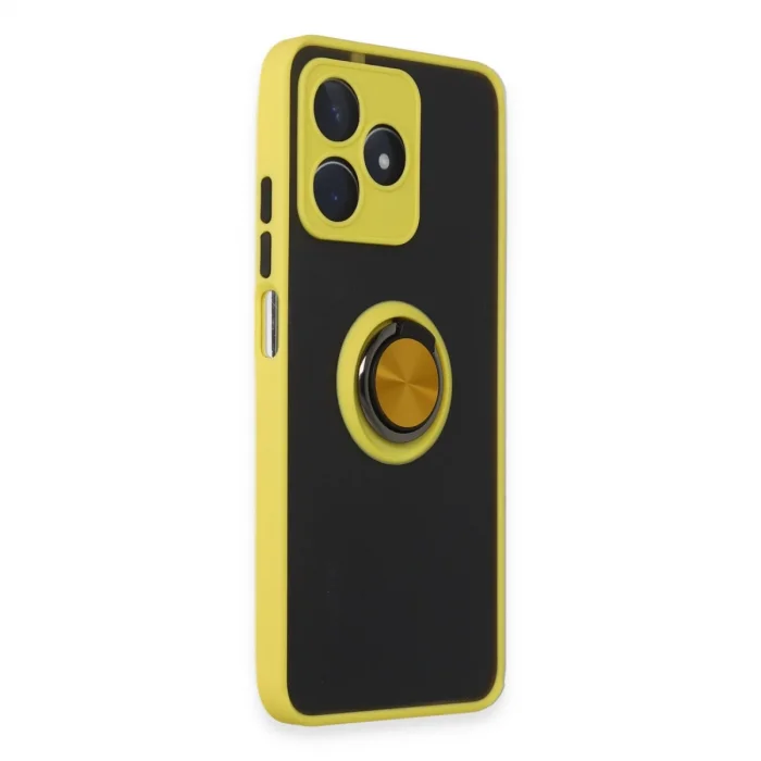 BUĞZ Realme C53 Kılıf Montreal Yüzüklü Silikon Kapak - Sarı