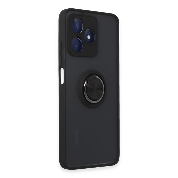 BUĞZ Realme C53 Kılıf Montreal Yüzüklü Silikon Kapak - Siyah