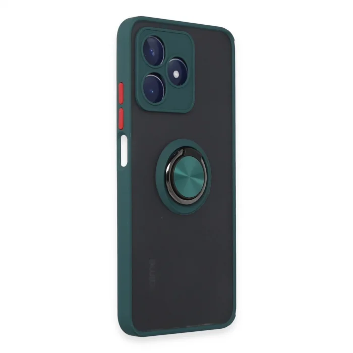 BUĞZ Realme C53 Kılıf Montreal Yüzüklü Silikon Kapak - Yeşil