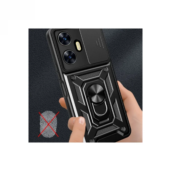 BUĞZ Realme C55 Kılıf Pars Lens Yüzüklü Silikon - Lacivert