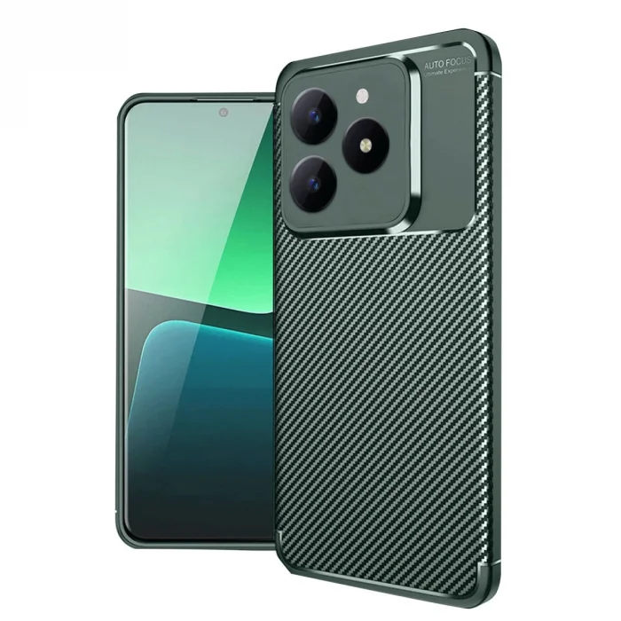 BUĞZ Realme C61 Kılıf Auto Focus Karbon Kapak - Koyu Yeşil