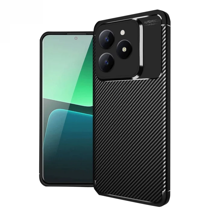 BUĞZ Realme C61 Kılıf Auto Focus Karbon Kapak - Siyah