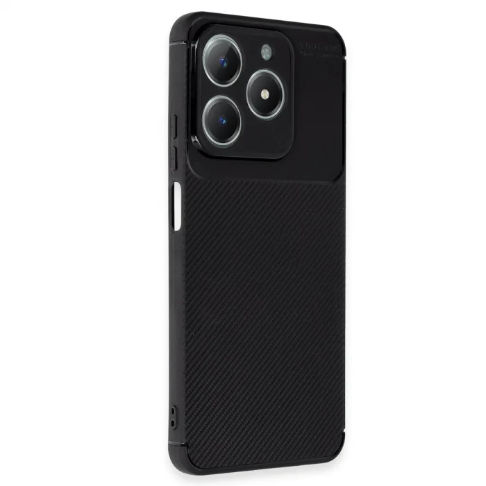 BUĞZ Realme C61 Kılıf Auto Focus Karbon Kapak - Siyah