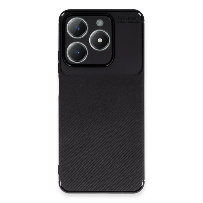 BUĞZ Realme C61 Kılıf Auto Focus Karbon Kapak - Siyah