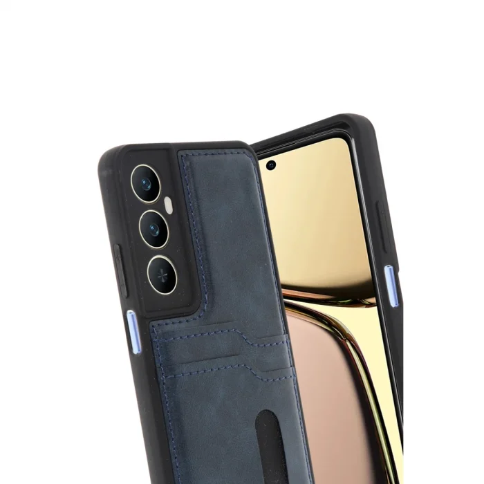 BUĞZ Realme C65 Sara Kartvizitli Deri Kılıf - Lacivert