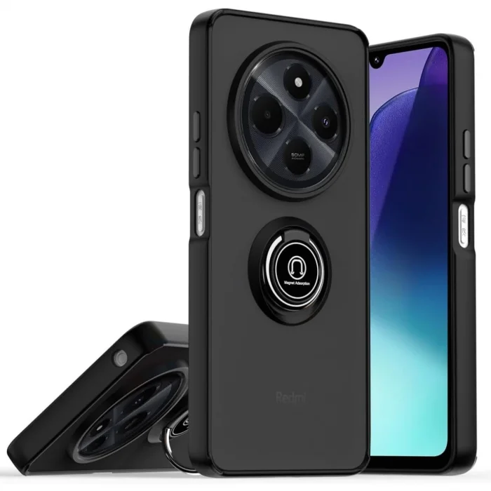 BUĞZ Realme C75 4g Kılıf Montreal Yüzüklü Silikon Kapak - Siyah