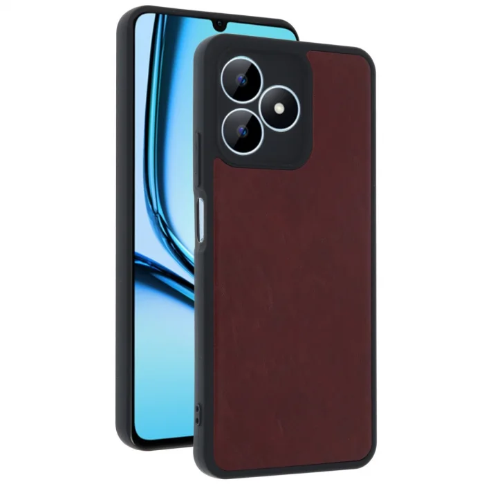 BUĞZ Realme Note 50 4g Kılıf Aras Deri Kapak - Bordo